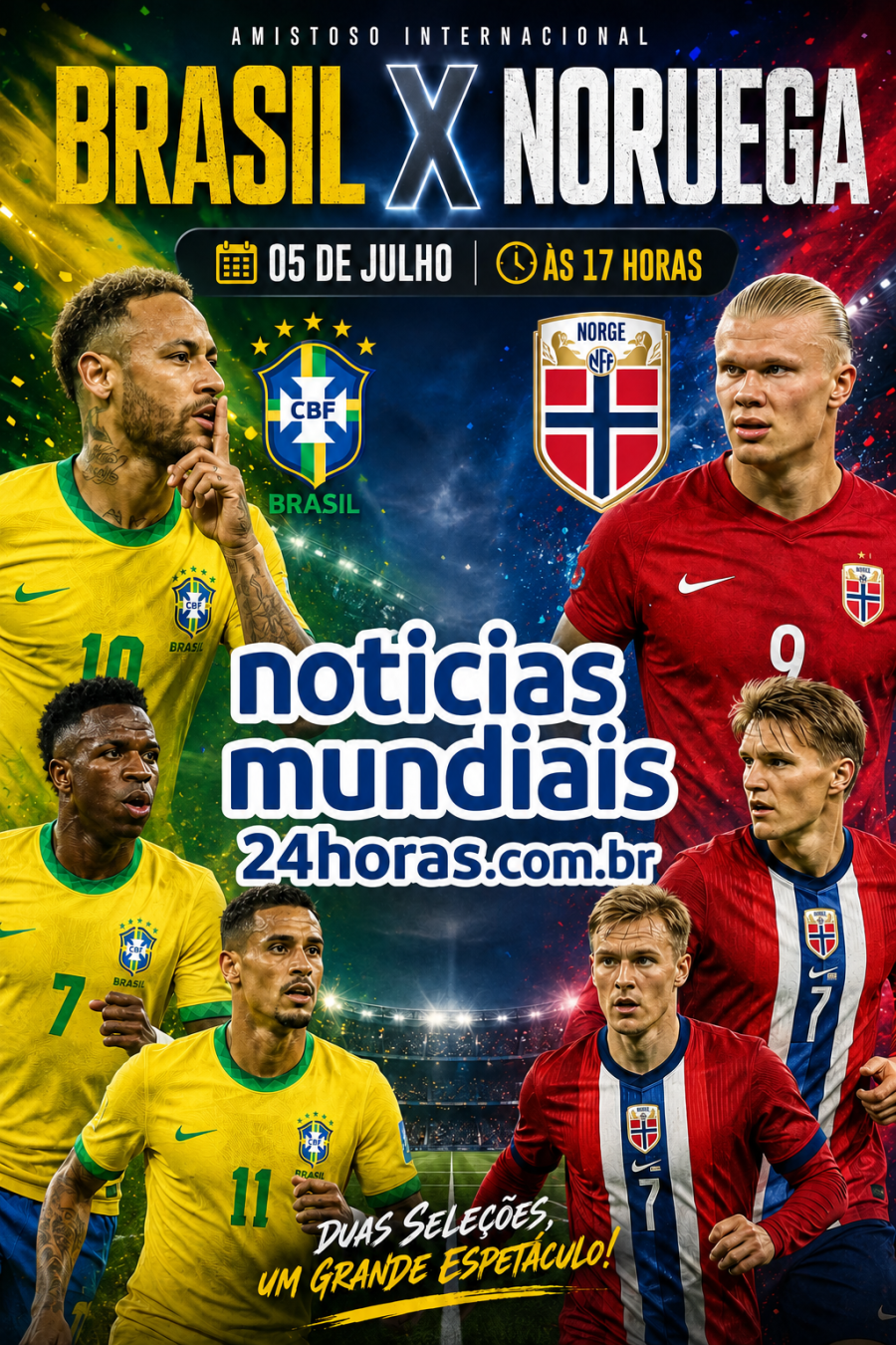 Jogo Brasil e Noruega dia 05 de julho 