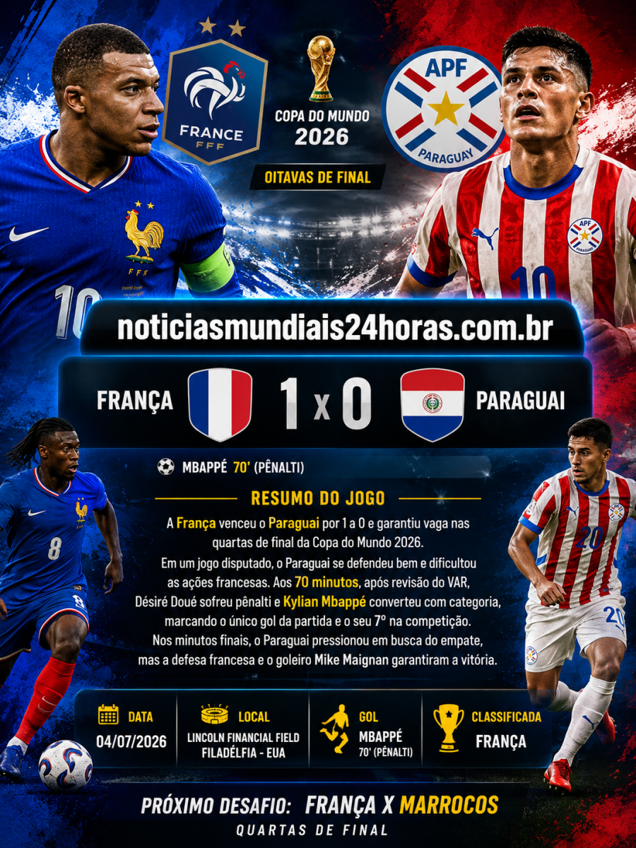 Jogo França e Paraguai na Copa do mundo 2026