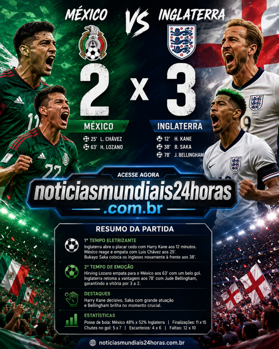 Jogo Inglaterra e Méxicno na Copa do Mundo