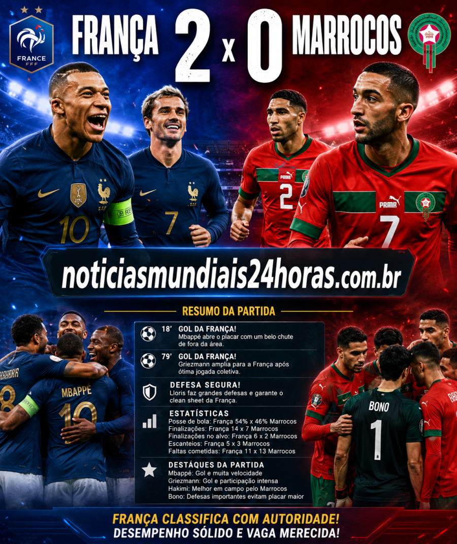Jogo França e Marrocos na Copa do Mundo